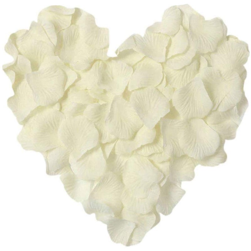 LZXD 1000 Pieces Ivory White Artificial Silk Rose Petals Flower Decoration Wedding Party Color Ivory White - Image 1